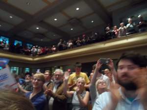 The packed crowd at Drake University