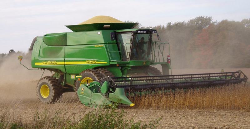 Soybeans are harvested in a field. (File photo)