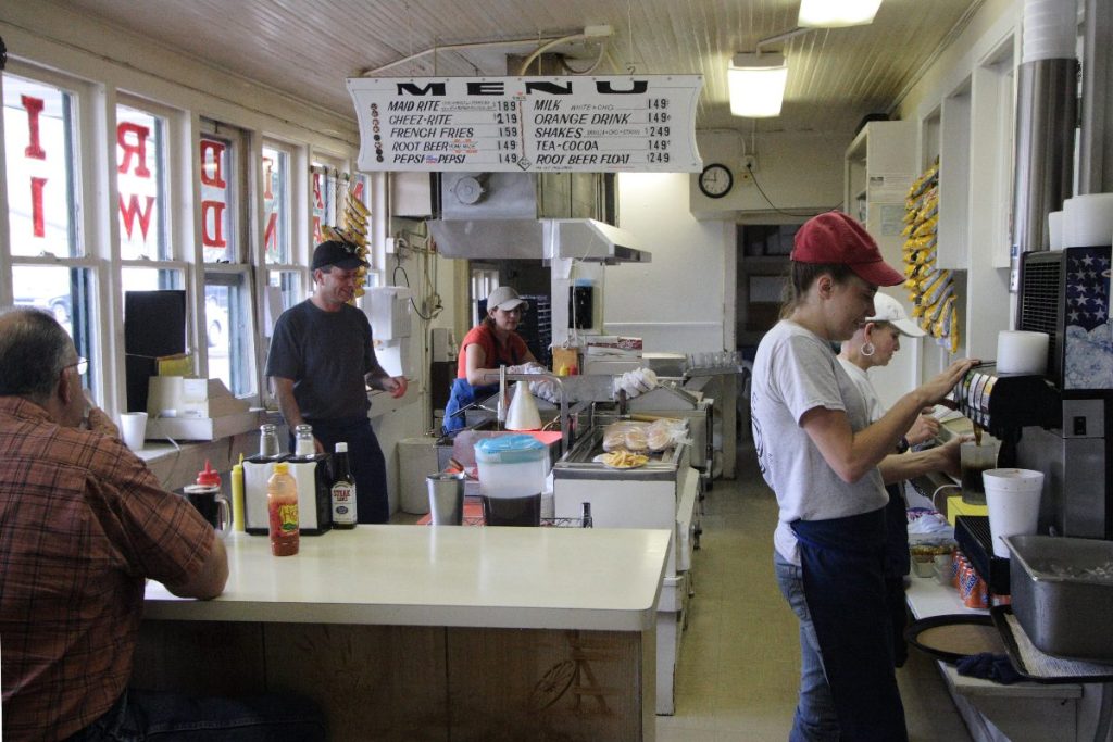 Interior of a Maid-Rite sandwich shop.