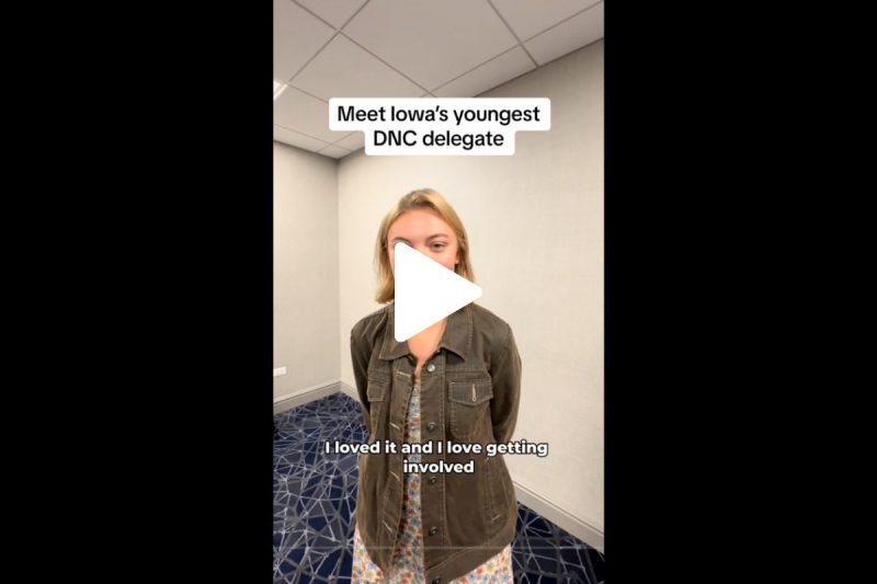 Screenshot of video interview of Iowa DNC delegate Tatum Watkins.