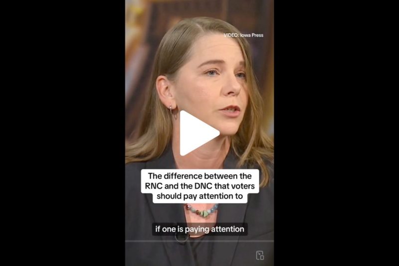 Screenshot of Iowa Press interview of UNI political science professor Donna Hoffman discussing the 2024 election.