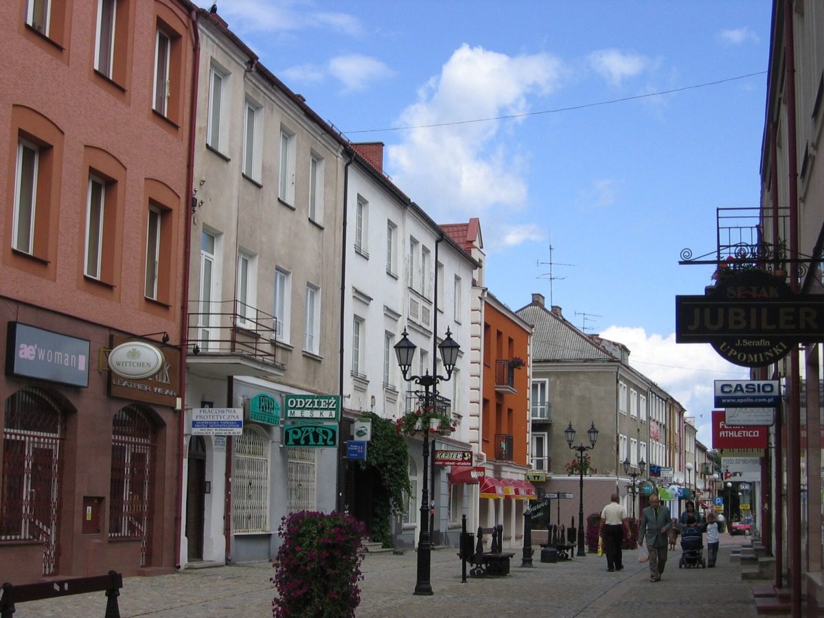 A street in Łomża, Poland. 