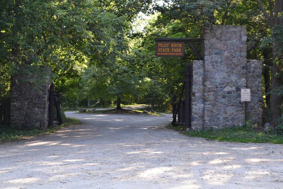 Pilot Knob State Park sign.