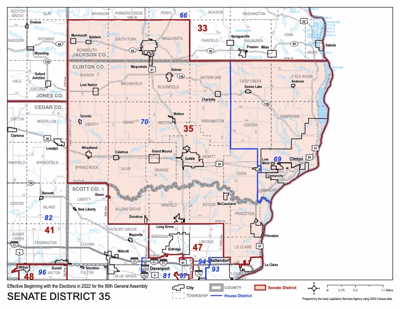 Iowa Senate District 35 stretches across Jackson, Clinton and Scott counties. A special election is set for January 28.