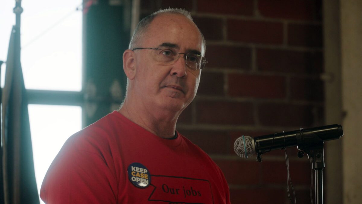 UAW President Shawn Fain speaks at a CNH Burlington workers rally on Friday, Nov. 7, 2025. (Courtesy of UAW)